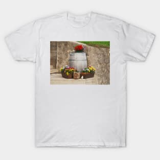 Pansies and Wooden Barrel 1 T-Shirt